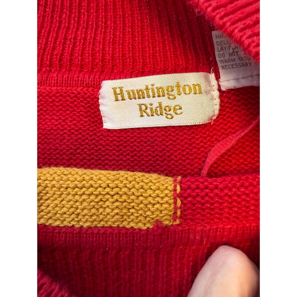 Huntington Ridge Vintage Color Block Geometric Sweater Red Blue Yellow Large - Picture 6 of 8